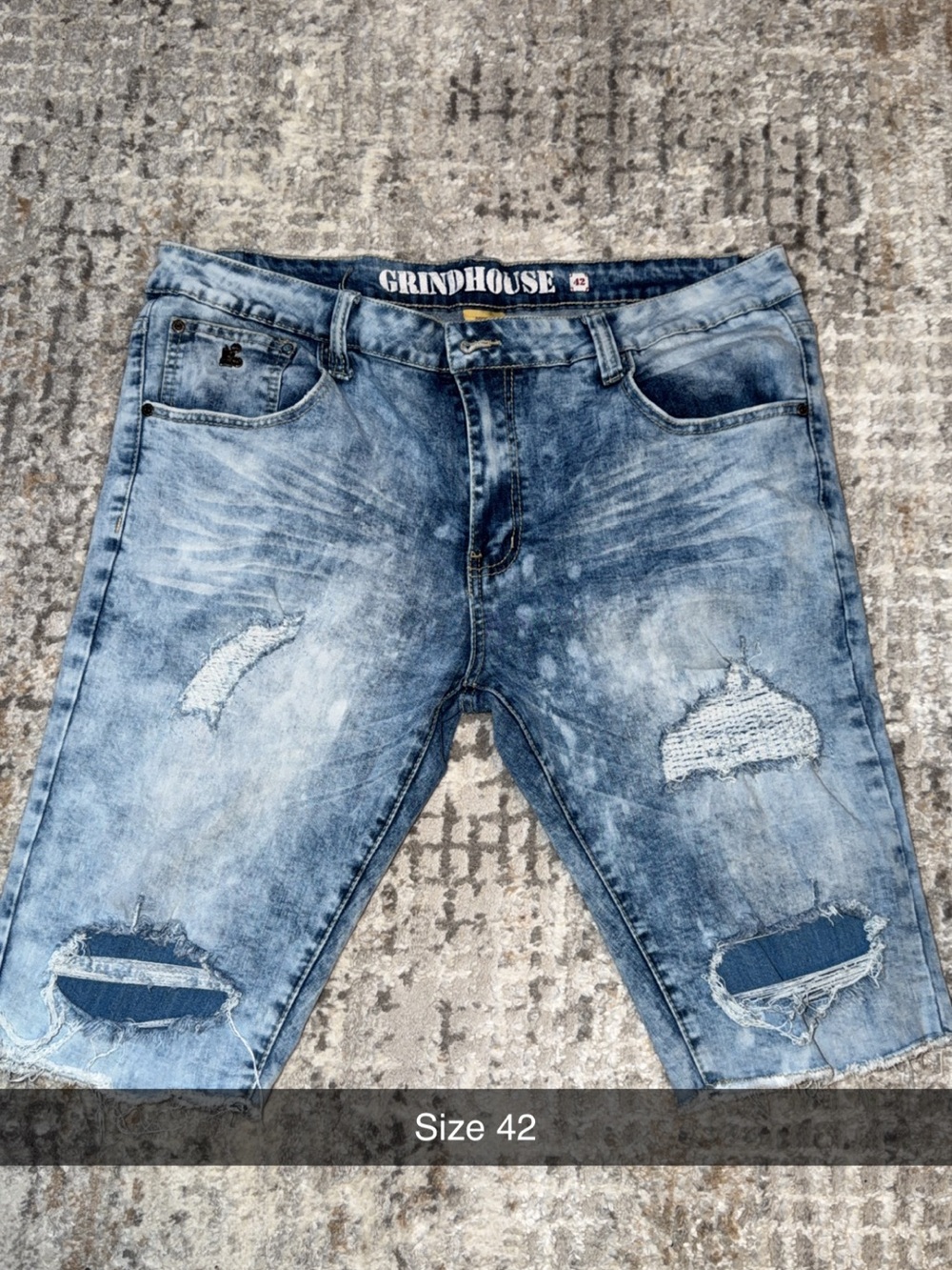 Grindhouse Men's Distressed Light Blue Jean Shorts